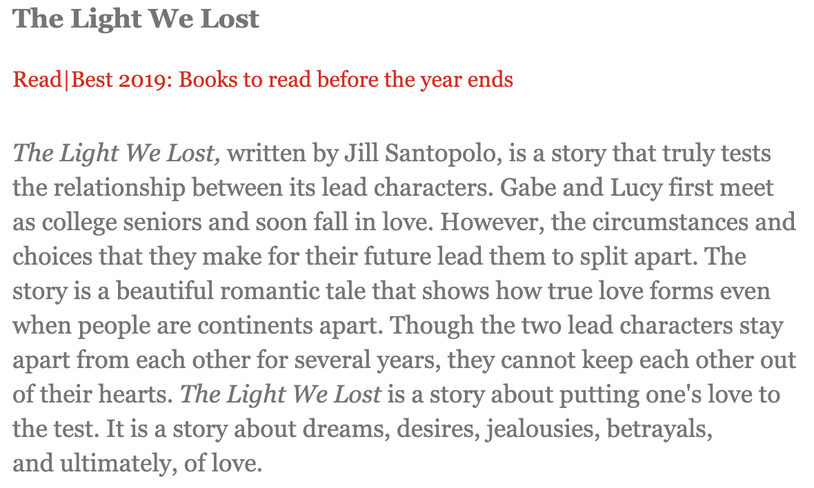 The Light We Lost